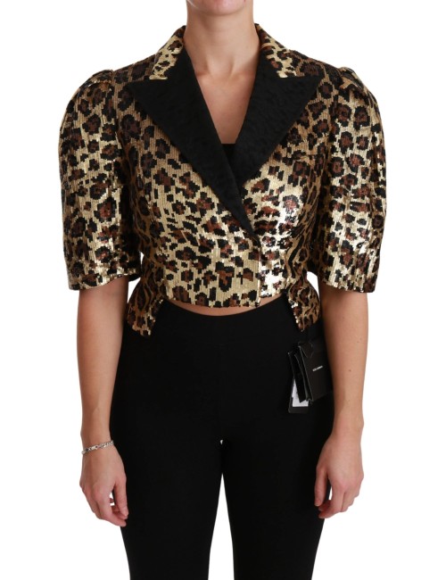 Veste blazer Dolce & Gabbana à sequins léopard dorés