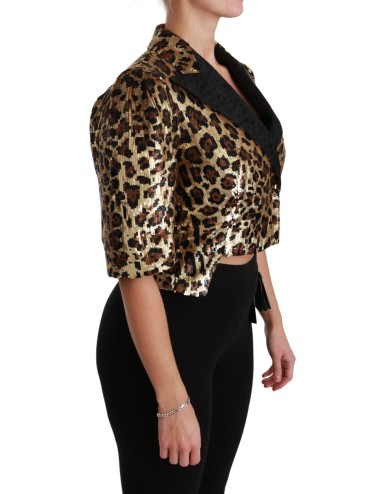 Veste blazer Dolce & Gabbana à sequins léopard dorés