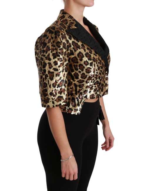 Veste blazer Dolce & Gabbana à sequins léopard dorés