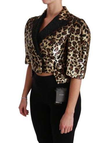 Veste blazer Dolce & Gabbana à sequins léopard dorés