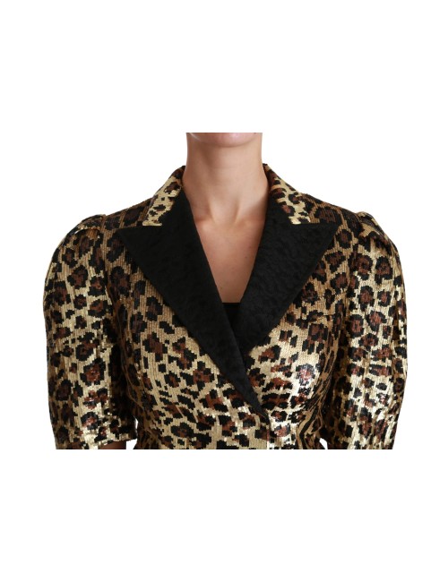 Veste blazer Dolce & Gabbana à sequins léopard dorés