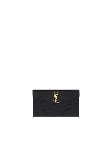 Pochette Bos Taurus en cuir de veau noir Saint Laurent