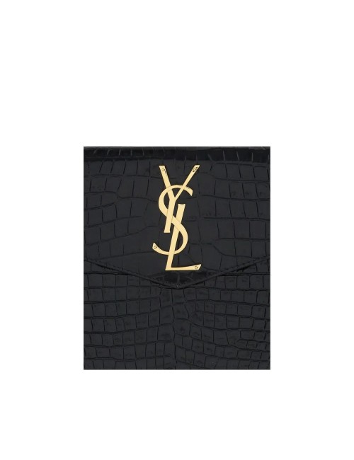 Pochette Bos Taurus en cuir de veau noir Saint Laurent
