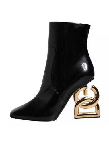 Bottes mi-mollet en cuir noir Jackie de Dolce & Gabbana
