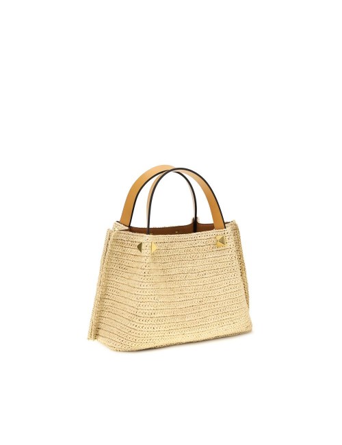 Sac bandoulière Valentino Garavani en raphia naturel