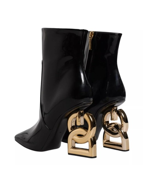 Bottes mi-mollet en cuir noir Jackie de Dolce & Gabbana
