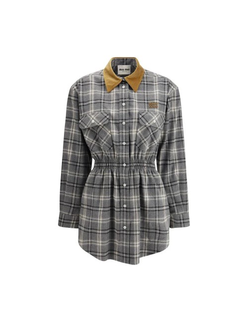 Robe Miu Miu grise en coton – Élégance casual chic iconique