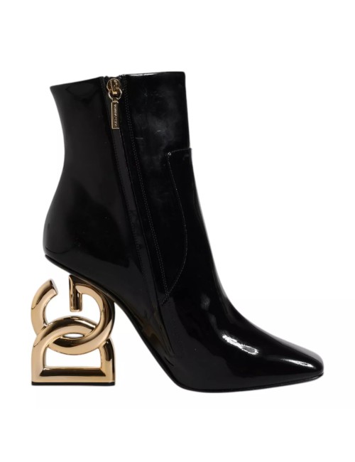 Bottes mi-mollet en cuir noir Jackie de Dolce & Gabbana