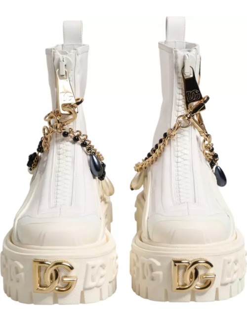 Dolce & Gabbana – Bottes cheville logo luxe blanc