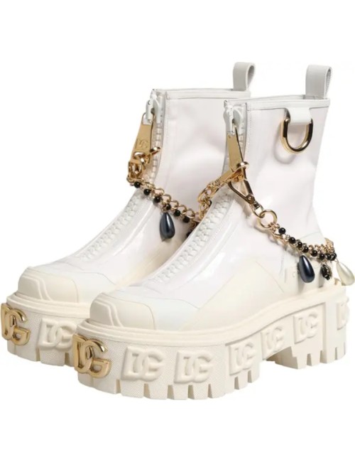 Dolce & Gabbana – Bottes cheville logo luxe blanc
