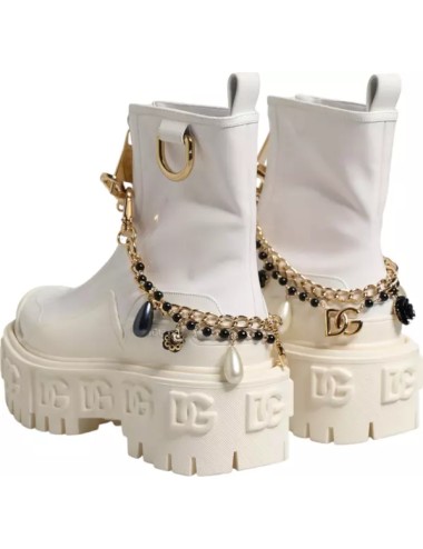Dolce & Gabbana – Bottes cheville logo luxe blanc