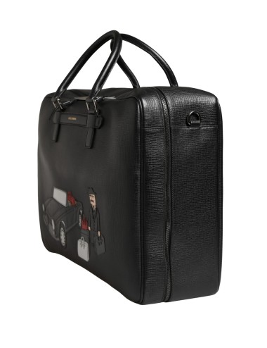 Sac Weekender Dolce & Gabbana cuir noir appliqué luxe homme