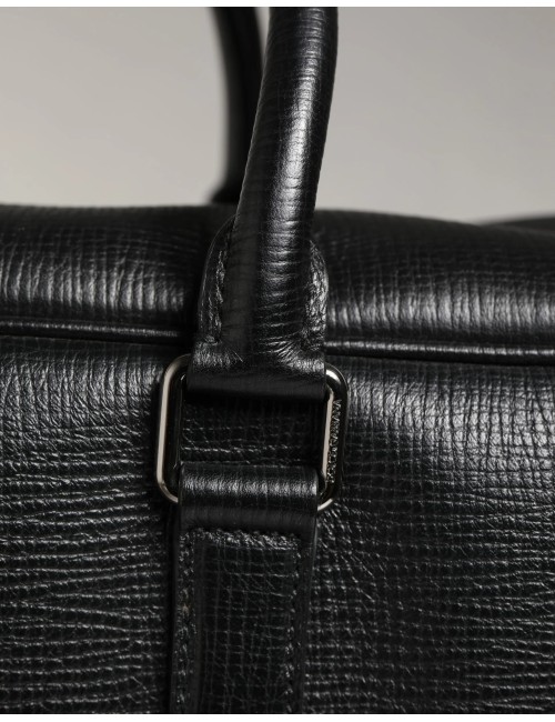 Sac Weekender Dolce & Gabbana cuir noir appliqué luxe homme