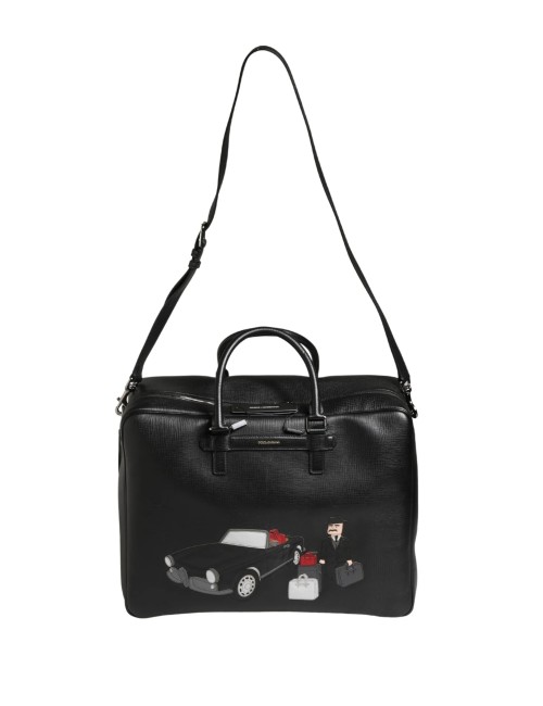 Sac Weekender Dolce & Gabbana cuir noir appliqué luxe homme