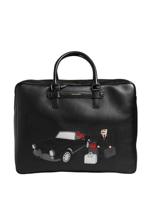 Sac Weekender Dolce & Gabbana cuir noir appliqué luxe homme