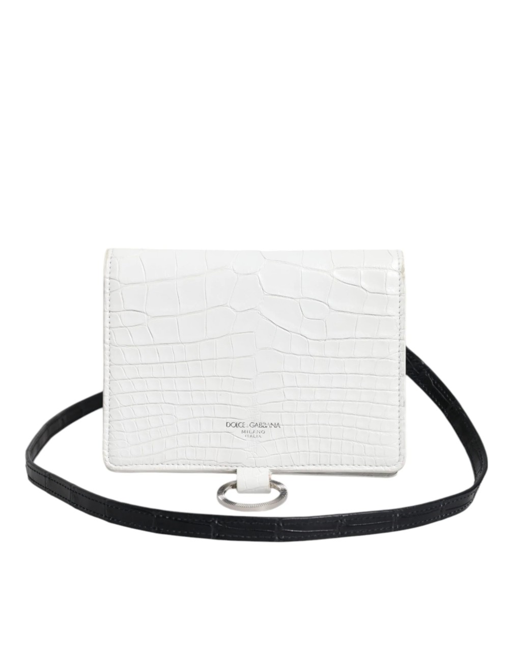 Portefeuille crossbody Dolce & Gabbana cuir blanc bleu luxe