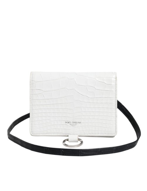 Portefeuille crossbody Dolce & Gabbana cuir blanc bleu luxe