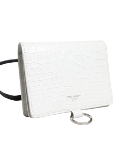 Portefeuille crossbody Dolce & Gabbana cuir blanc bleu luxe