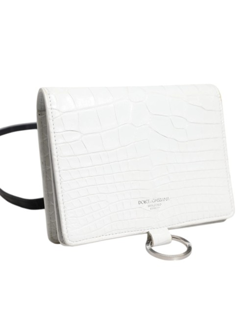 Portefeuille crossbody Dolce & Gabbana cuir blanc bleu luxe
