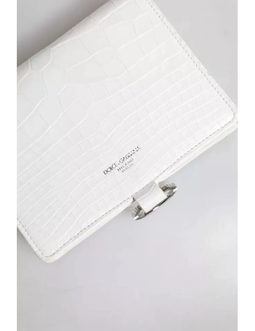 Portefeuille crossbody Dolce & Gabbana cuir blanc bleu luxe
