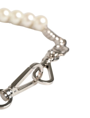 Dolce & Gabbana Bandoulière cuir noir chaîne argent perles luxe