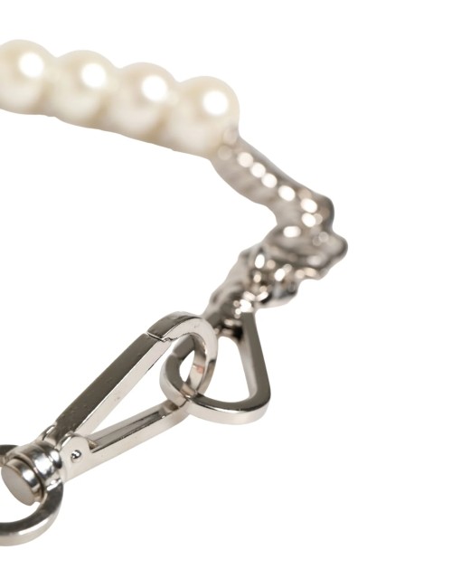 Dolce & Gabbana Bandoulière cuir noir chaîne argent perles luxe