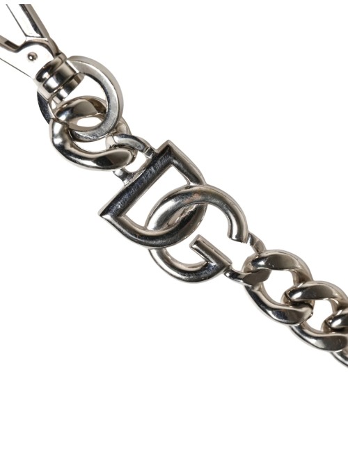 Dolce & Gabbana Bandoulière cuir noir chaîne argent perles luxe