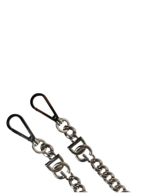 Dolce & Gabbana Bandoulière cuir noir chaîne argent perles luxe