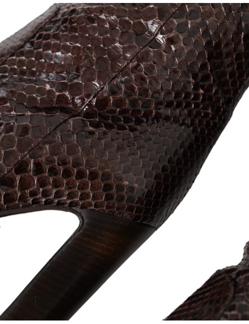 Bottes à talons hauts en cuir exotique marron Dolce & Gabbana