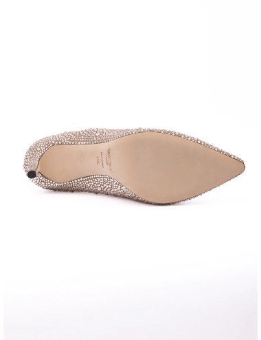 Jimmy Choo Romy 85 Honey Gold : escarpins glamour en suède et cristaux