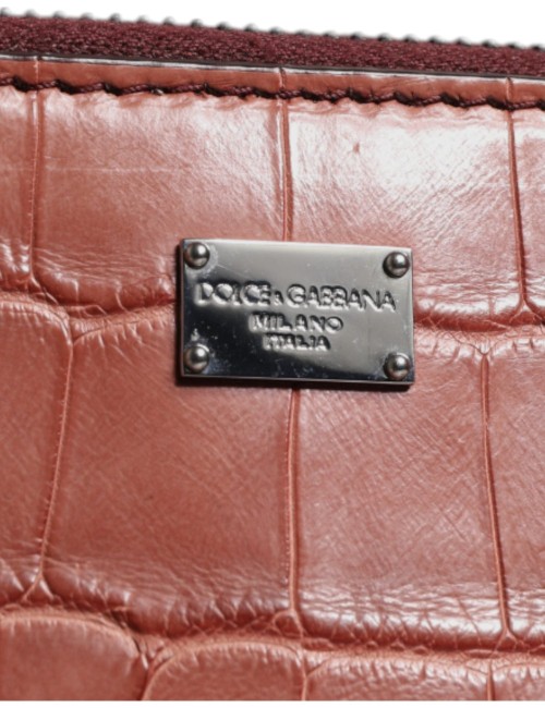 Dolce & Gabbana Bordeaux Croc Leather Logo Plaque Men Briefcase Bag