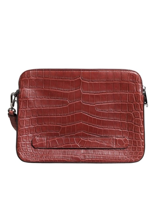 Dolce & Gabbana Bordeaux Croc Leather Logo Plaque Men Briefcase Bag