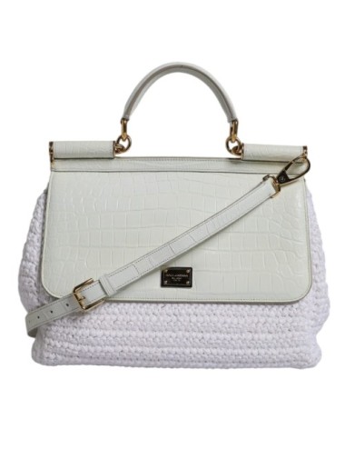 Sac Dolce & Gabbana raphia blanc cuir poignée & bandoulière