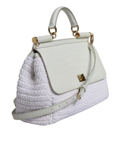 Sac Dolce & Gabbana raphia blanc cuir poignée & bandoulière- Paloma Private Club