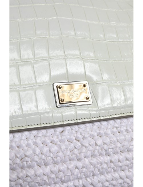Sac Dolce & Gabbana raphia blanc cuir poignée & bandoulière