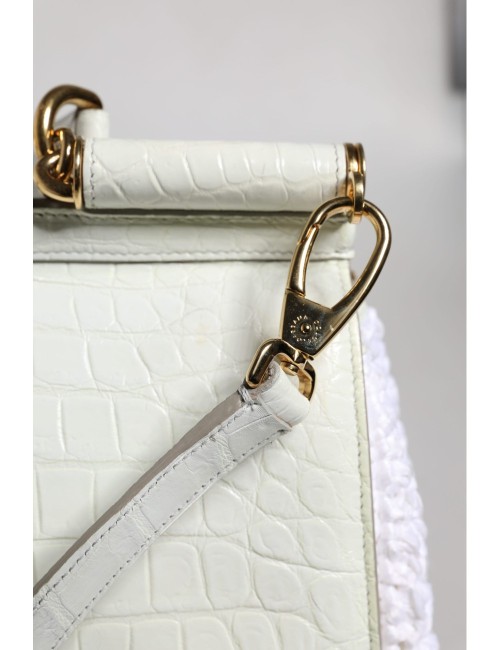 Sac Dolce & Gabbana raphia blanc cuir poignée & bandoulière