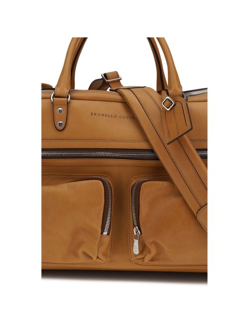 Sac de voyage Brunello Cucinelli cuir brun – Luxe élégant rare