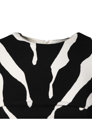 Dolce & Gabbana Robe Zebra Viscose – Sheath midi noir et blanc chic