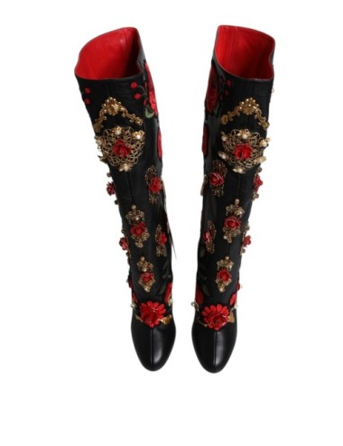 Bottes Dolce & Gabbana cuir noir – Luxe iconique femme élégant
