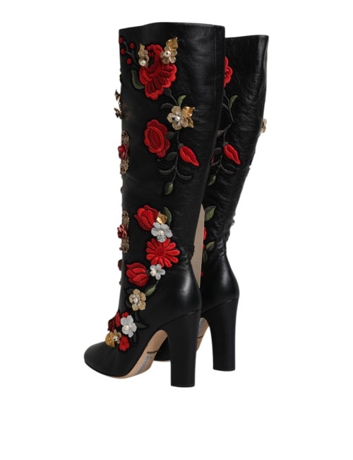 Bottes Dolce & Gabbana cuir noir – Luxe iconique femme élégant
