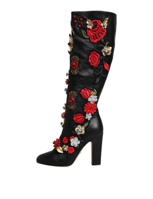 Bottes Dolce & Gabbana cuir noir – Luxe iconique femme élégant