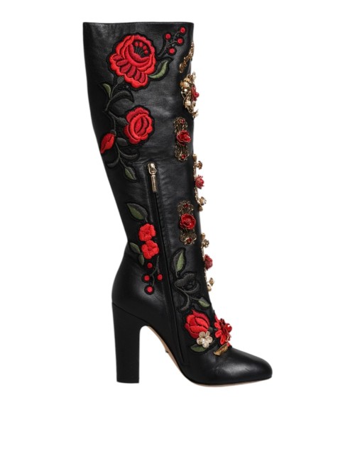 Bottes Dolce & Gabbana cuir noir – Luxe iconique femme élégant
