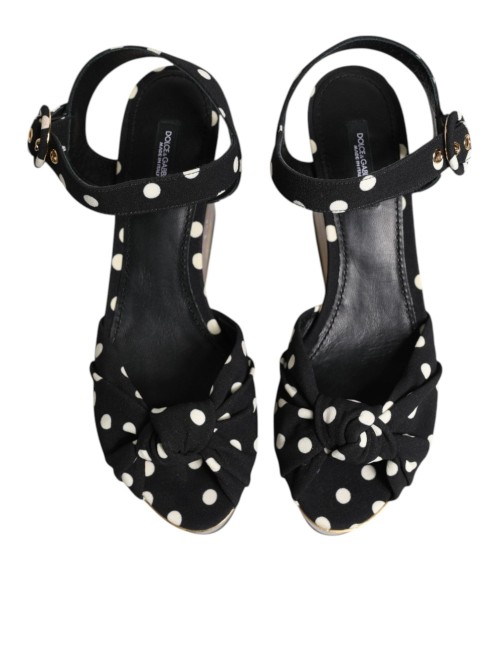 Sandales Compensées Multicolores à Pois et Motif Poisson