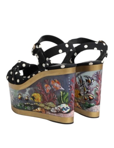 Sandales Compensées Multicolores à Pois et Motif Poisson Femme | Paloma Private Club