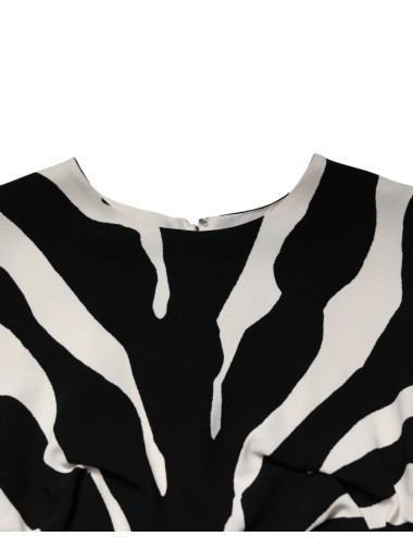 Dolce & Gabbana Robe Zebra Viscose – Sheath midi noir et blanc chic