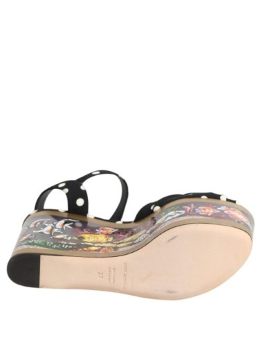 Sandales Compensées Multicolores à Pois et Motif Poisson Femme | Paloma Private Club