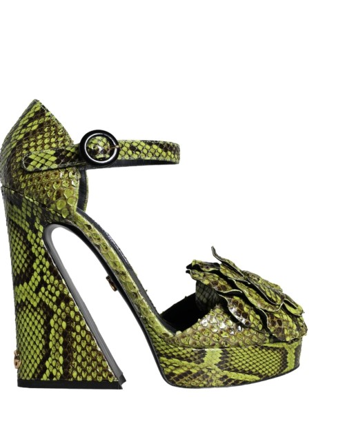 Sandales Dolce & Gabbana cuir exotique vert – Talons luxe
