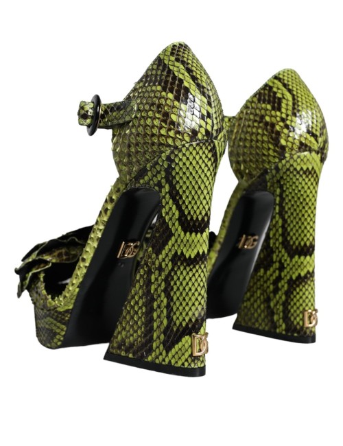 Sandales Dolce & Gabbana cuir exotique vert – Talons luxe