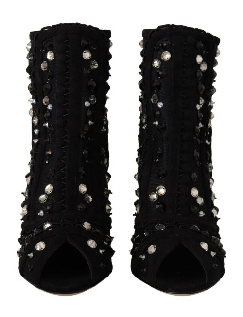 Bottines Dolce & Gabbana cristaux noirs – Talons luxe iconique
