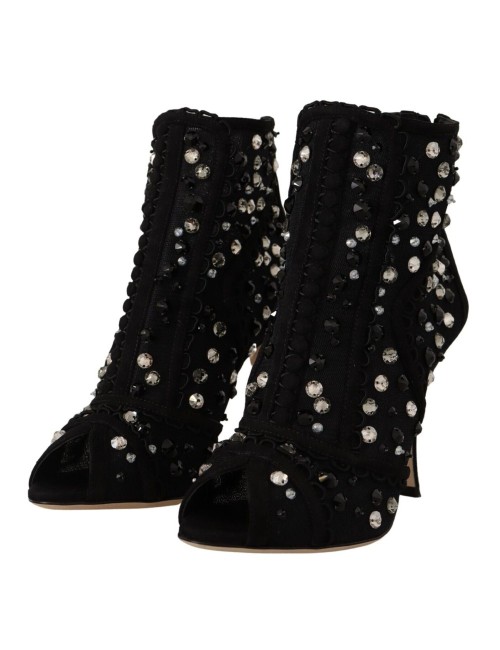 Bottines Dolce & Gabbana cristaux noirs – Talons luxe iconique
